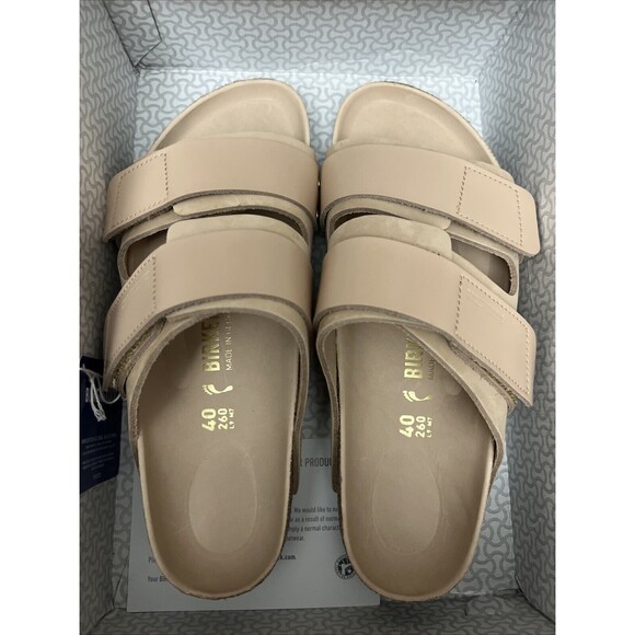 Birkenstock Uji Shine Slide Sandal New Beige Narrow Size 9 US / 40 EU New $160 - Picture 2 of 5